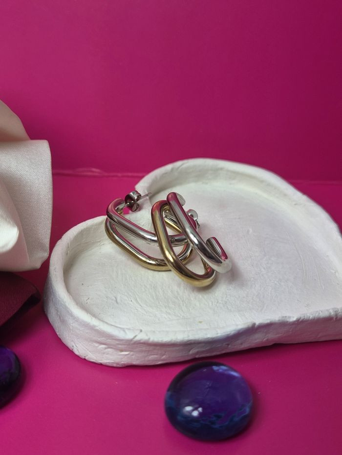 Серьги стальные с напылением золотом J11499CJJ