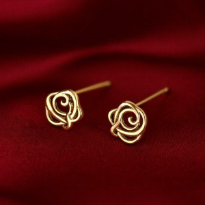Серьги-гвоздики роза медь напыление золотом 1J12410CJJ