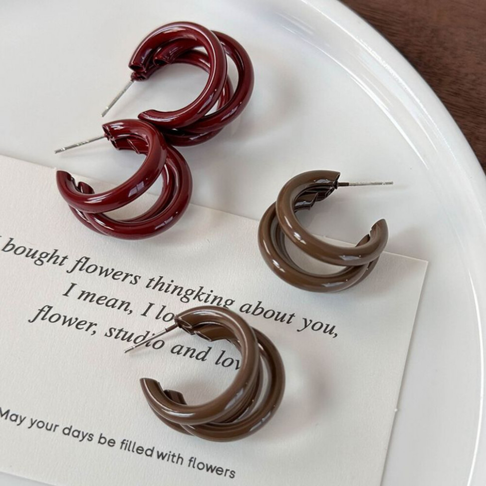 Двойные серьги-конго с эмалью CJH66205 Двойные серьги-конго с эмалью CJH66205