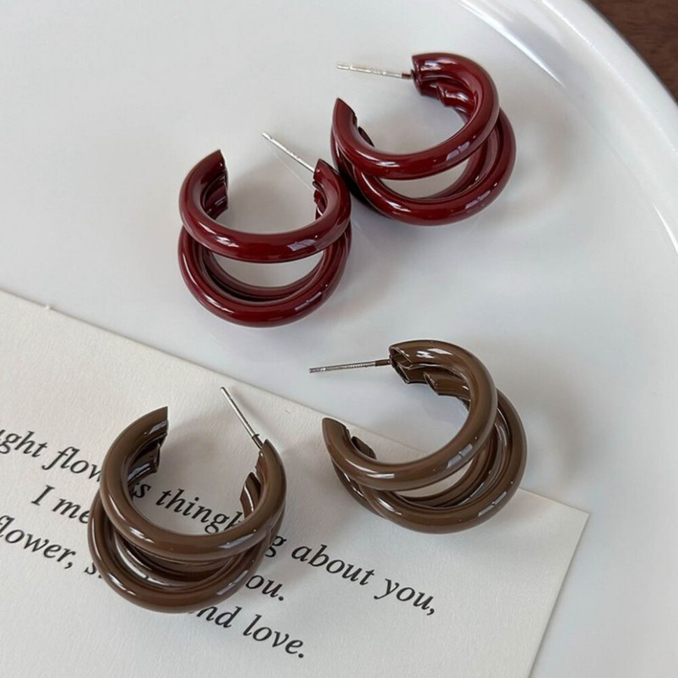 Двойные серьги-конго с эмалью CJH66205 Двойные серьги-конго с эмалью CJH66205