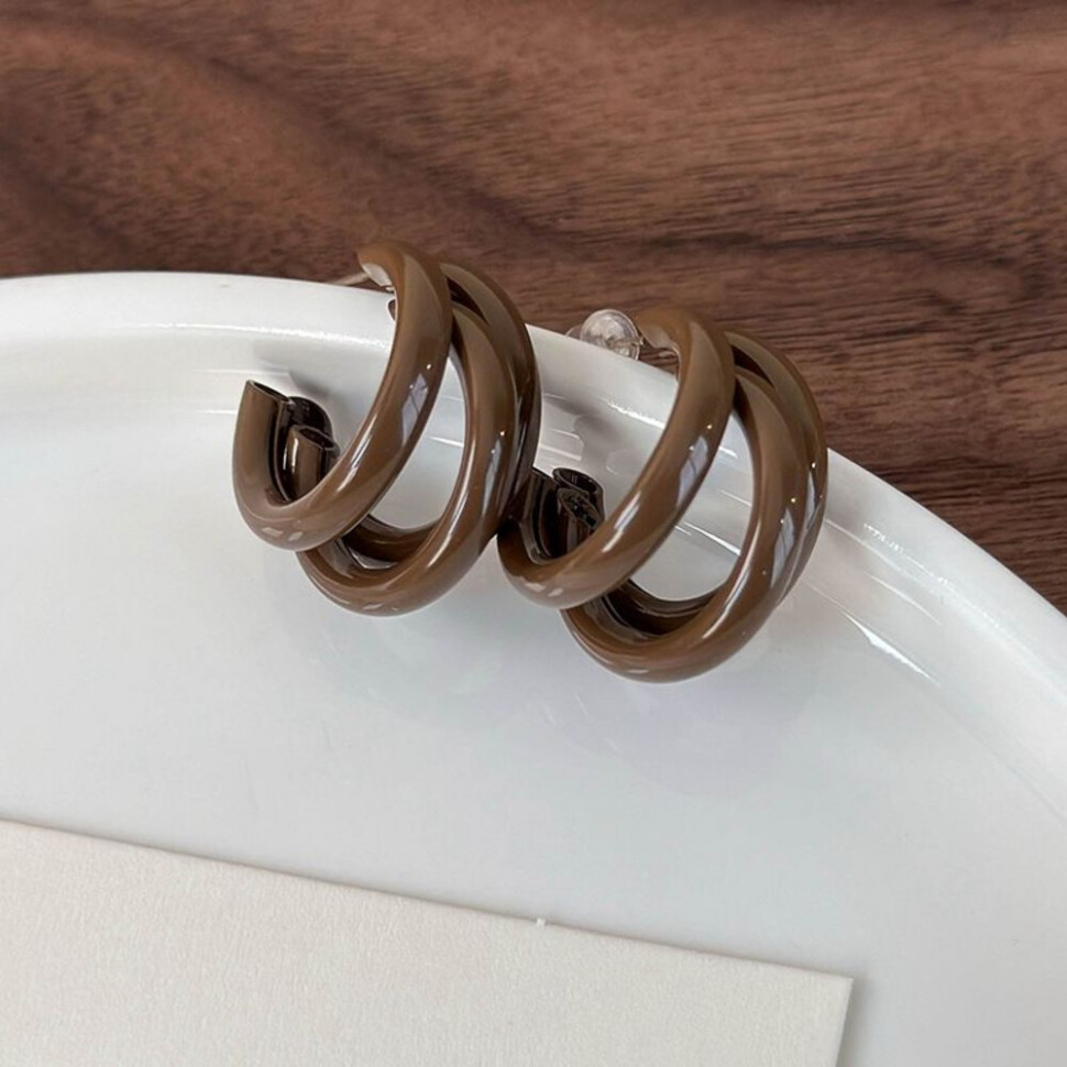 Двойные серьги-конго с эмалью CJH66205 Двойные серьги-конго с эмалью CJH66205