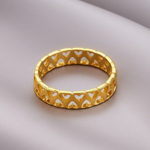 Кольцо стальное с напылением золотом сердца J10183CJJ Кольцо стальное с напылением золотом сердца J10183CJJ