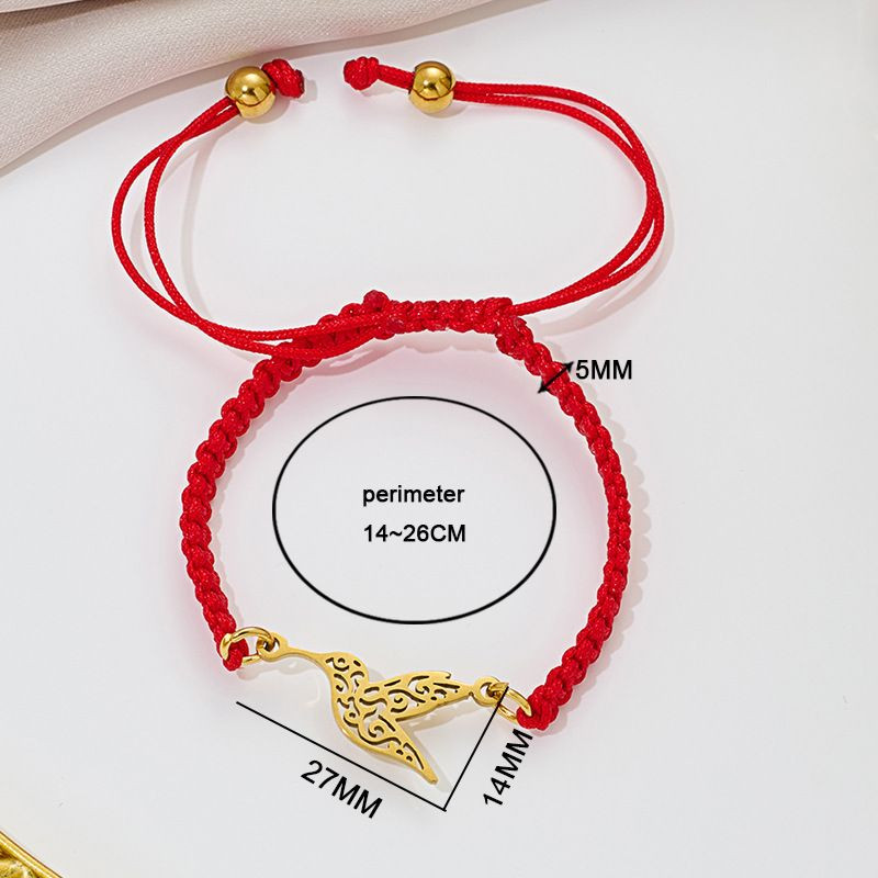 Браслет плетеная нить с золотистой летящей птицей CJQ65901