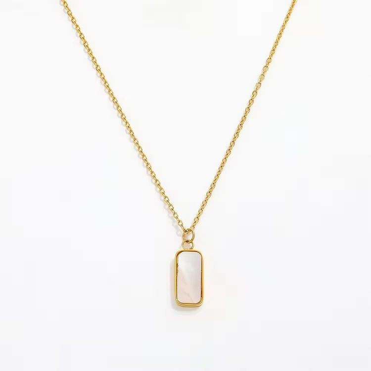 Минималистичная цепочка с кулоном из цельного перламутра J10542CJJ Минималистичная цепочка с кулоном из цельного перламутра J10542CJJ