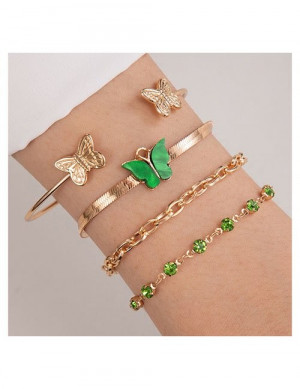 Комплект браслетов с зелеными бабочками Z33898
