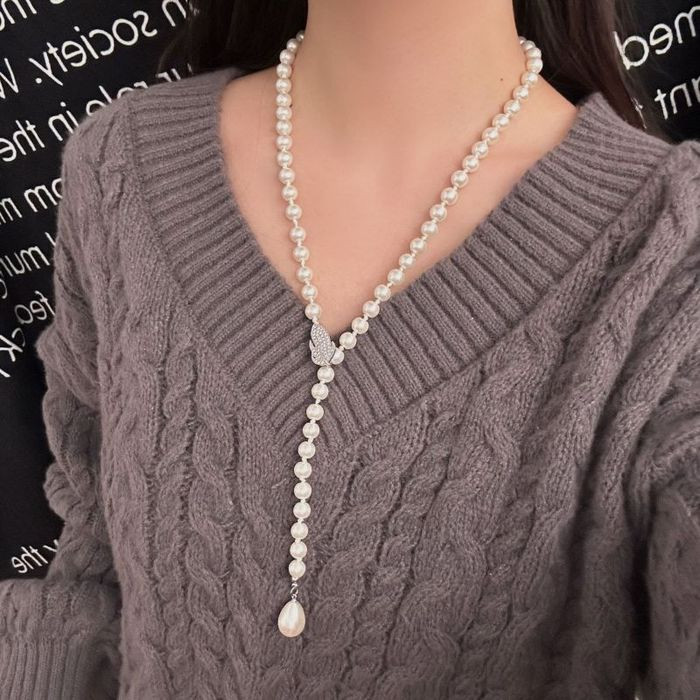 Длинное колье из жемчуга в стиле лариат CJL19635