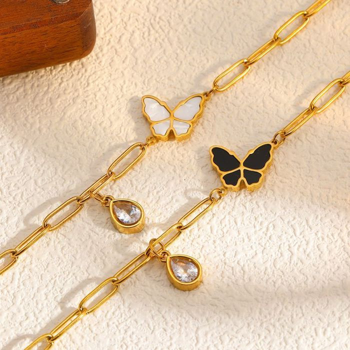 Браслет изящный с перламутровой бабочкой и подвеской CJL19793