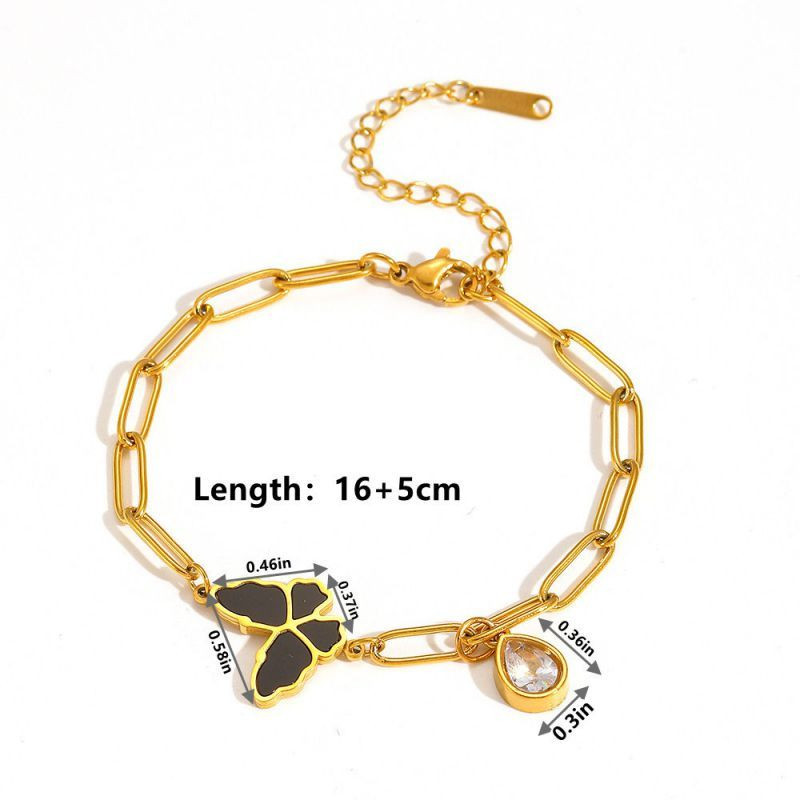 Браслет изящный с перламутровой бабочкой и подвеской CJL19793