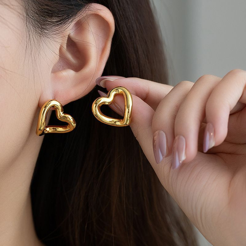 Серьги из титановой стали с сердцем ASUZ56430