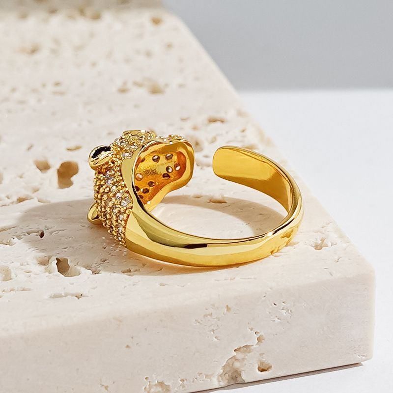 Кольцо медь напыление золотом леопард 1J12064CJJ