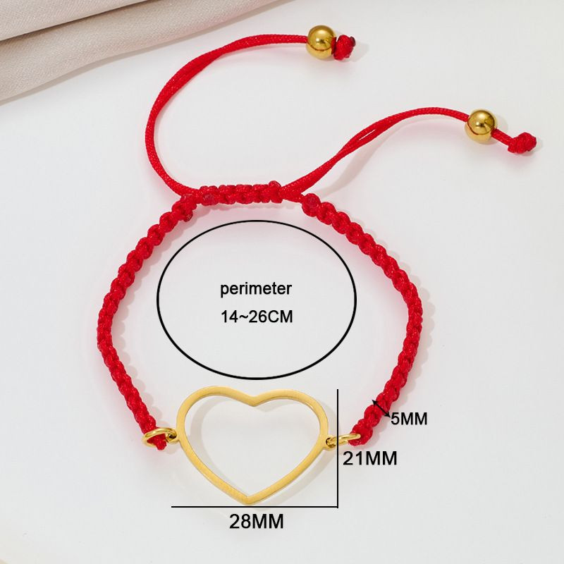 Браслет плетеная нить с серебристым контуром сердца CJQ65906