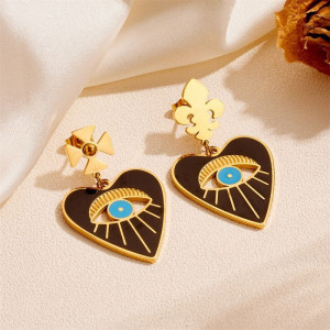Золотистые серьги-сердца с глазом CJG69192