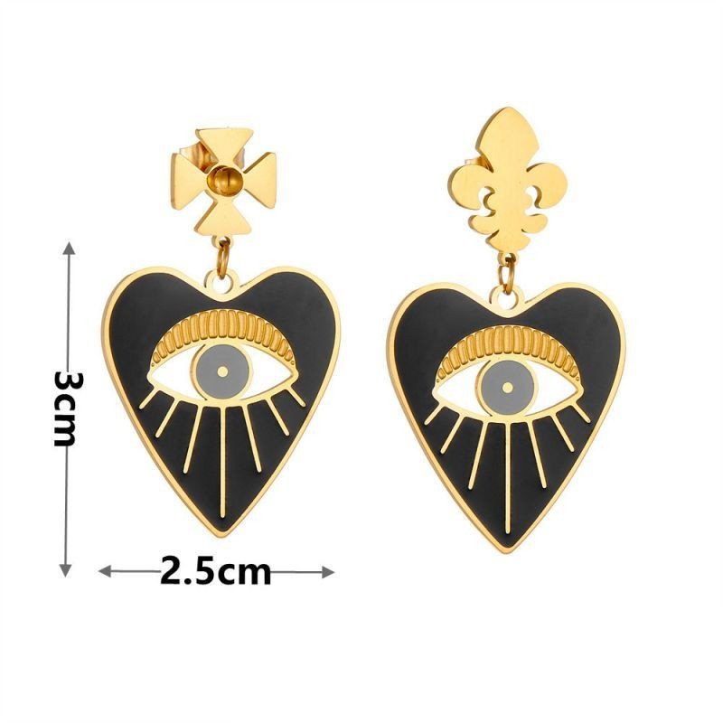 Золотистые серьги-сердца с глазом CJG69192