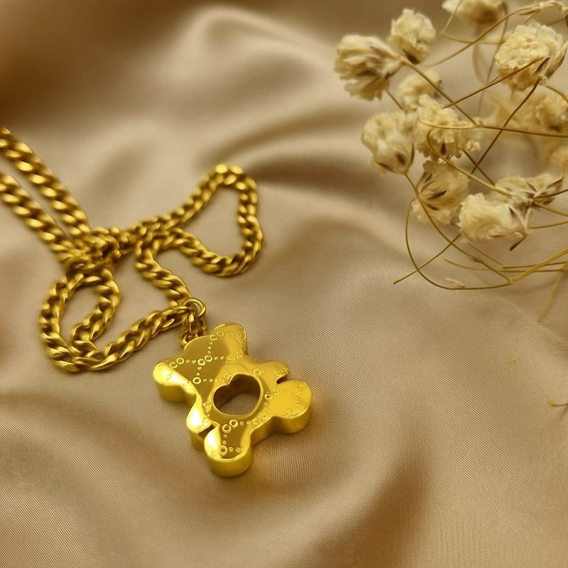 Массивная цепочка с кулоном в форме объемного медведя J10546CJJ