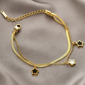 Браслет двойной с подвесками в форме клевера и эмалью 1J12150CJJ Браслет двойной с подвесками в форме клевера и эмалью 1J12150CJJ