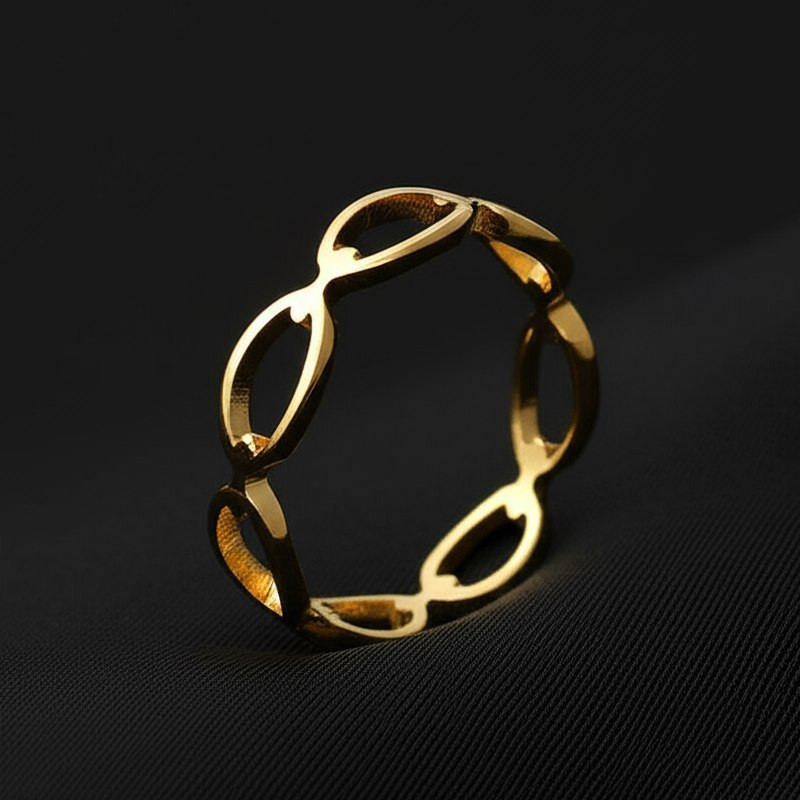 Кольцо стальное с напылением золотом цепь J10174CJJ Кольцо стальное с напылением золотом цепь J10174CJJ