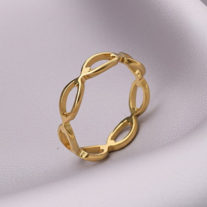 Кольцо стальное с напылением золотом цепь J10174CJJ