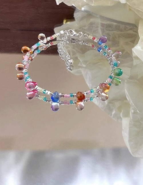 Браслет из разноцветных бусин на двойной нити M20705