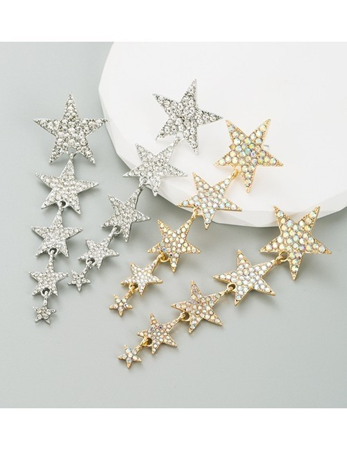 Серьги-каскады из множества золотистых звезд U92622 Серьги-каскады из множества золотистых звезд U92622