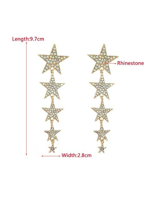 Серьги-каскады из множества золотистых звезд U92622 Серьги-каскады из множества золотистых звезд U92622