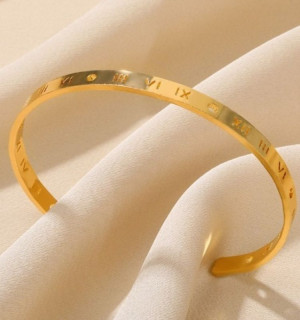 Браслет жесткий тонкий с гравировкой и золочением 1J12206CJJ