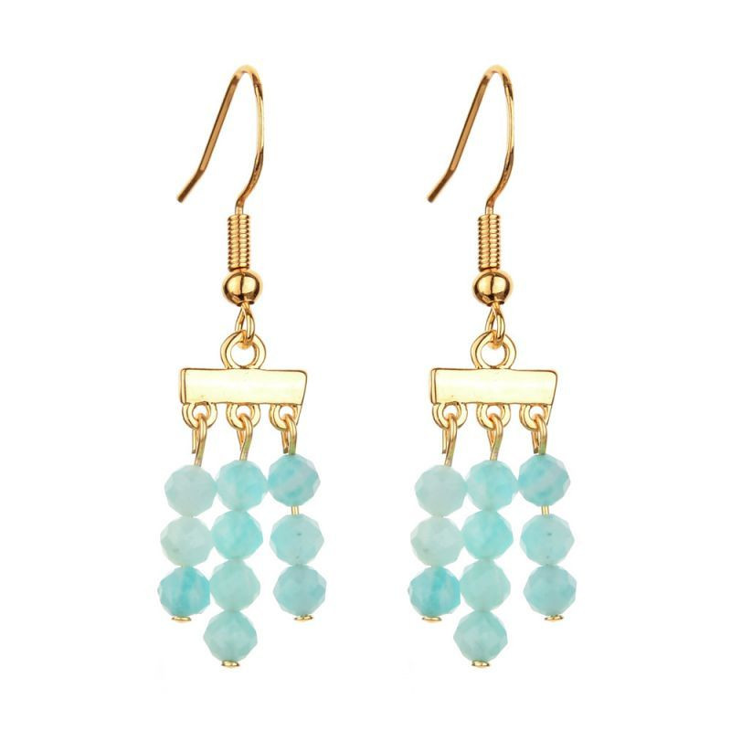 Висячие серьги с гроздьями бирюзовых бусин в стиле бохо CJH65732 Висячие серьги с гроздьями бирюзовых бусин в стиле бохо CJH65732