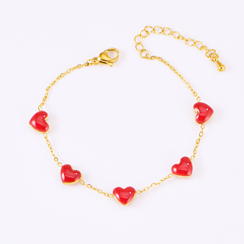 Браслет-цепочка с эмалевыми вставками в форме губ CJR89552