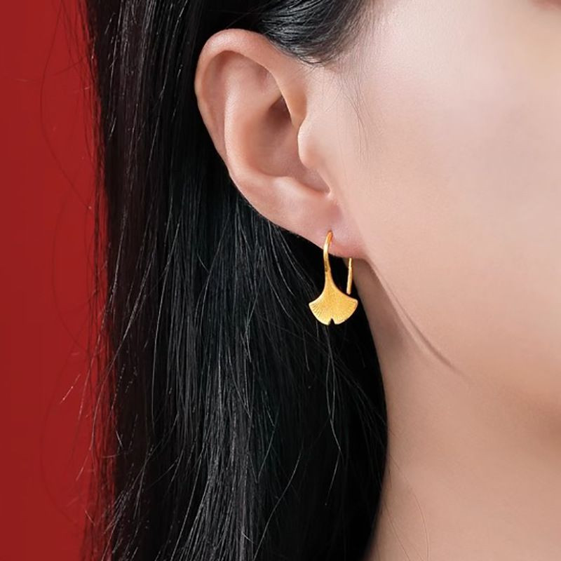 Серьги листья медь напыление золотом 1J12418CJJ