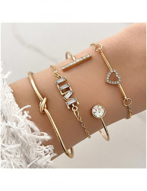 Набор жестких браслетов с подвесками и кристаллами M16416