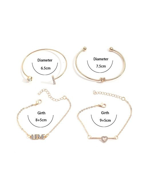 Набор жестких браслетов с подвесками и кристаллами M16416