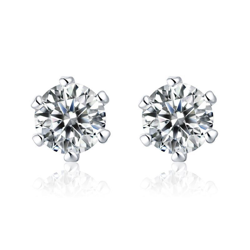 Серьги-гвоздики с цирконом и серебряным гвоздиком ASUV34858