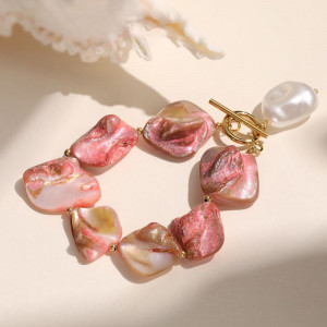 Браслет из перламутровых пластин с жемчужиной CJP91380 Браслет из перламутровых пластин с жемчужиной CJP91380