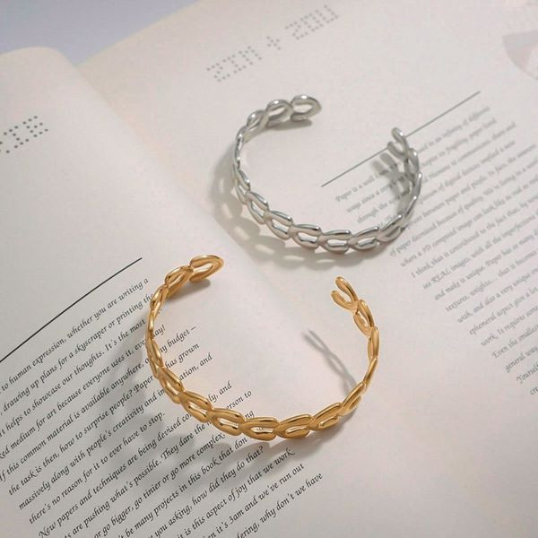 Браслет стальной с ажурным плетением из звеньев-колец CJL41073