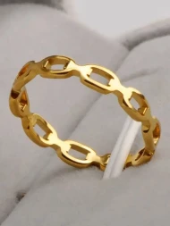 Кольцо стальное с напылением золотом цепь J10189(CJJ)