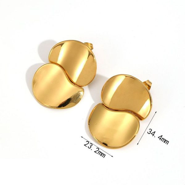 Серьги-пусеты Капли двойные фактурные CJL48443 Серьги-пусеты Капли двойные фактурные CJL48443