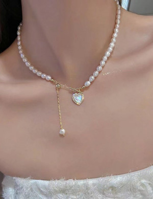 Жемчужное колье-галстук с подвеской-сердцем Z75655 Жемчужное колье-галстук с подвеской-сердцем Z75655
