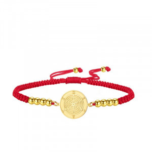 Браслет нить с золотистым круглым медальоном CJS86980