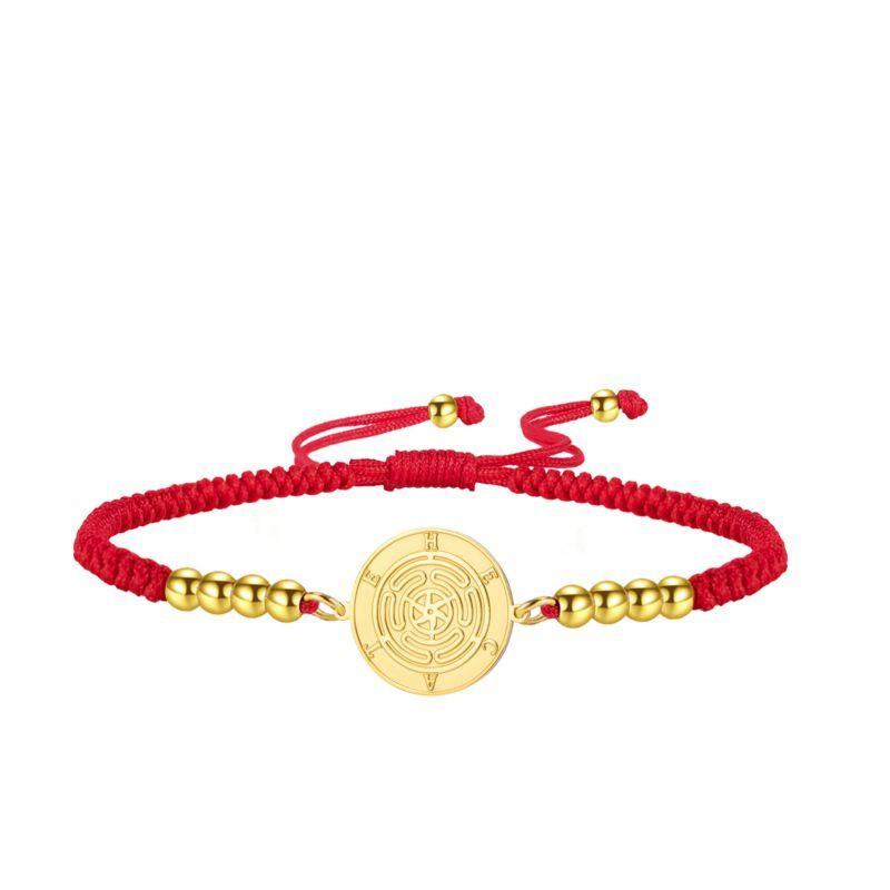 Браслет нить с золотистым круглым медальоном CJS86980