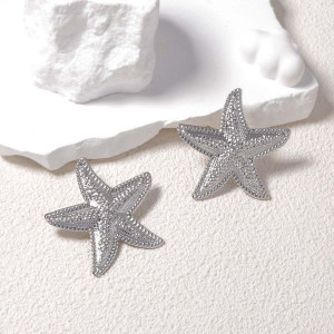 Стильные серьги-пусеты Морские звезды с матовым эффектом CJL03404 Стильные серьги-пусеты Морские звезды с матовым эффектом CJL03404