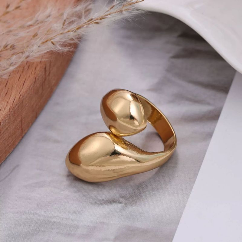 Кольцо разомкнутое с двумя крупными каплями CJL97616