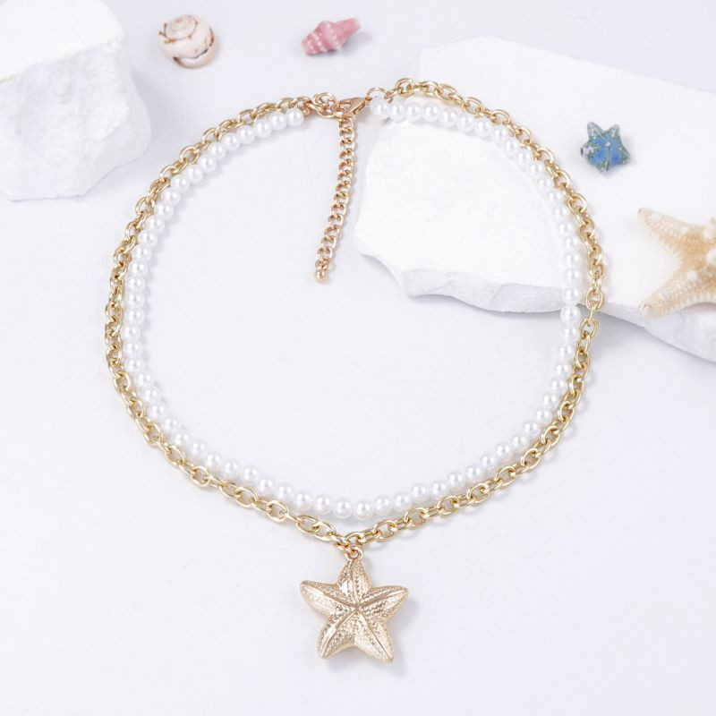 Изящное жемчужное колье с подвеской в форме звезды CJM01724