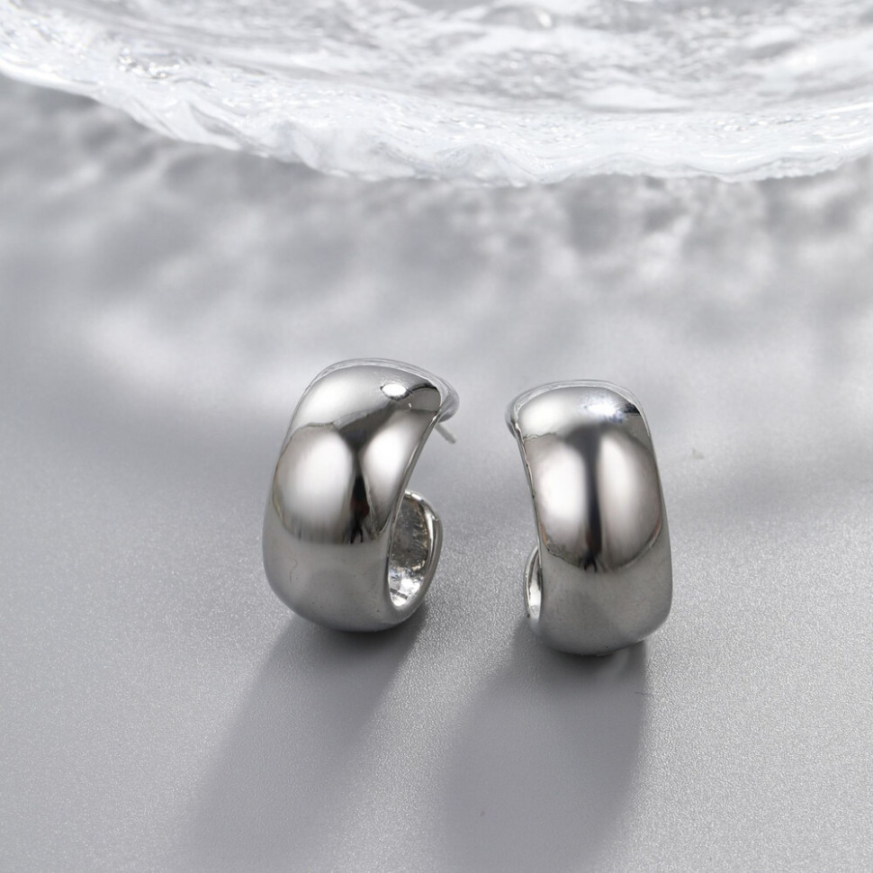 Массивные дутые серьги-кольца в серебристом цвете M88663