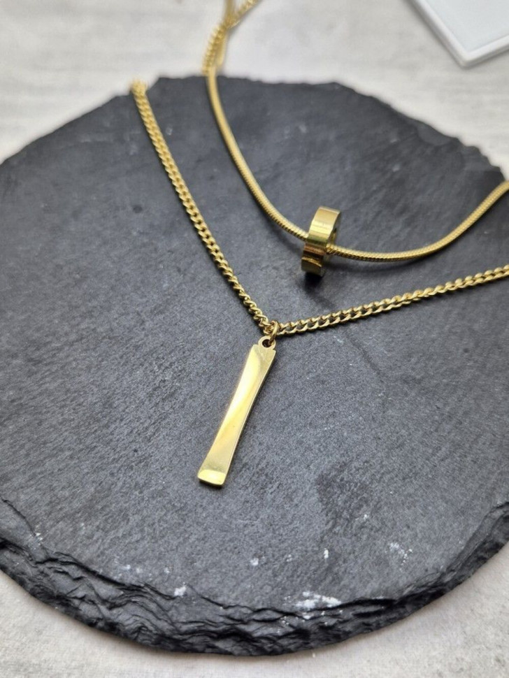 Двойное колье с геометрической планкой и кольцом J10550CJJ