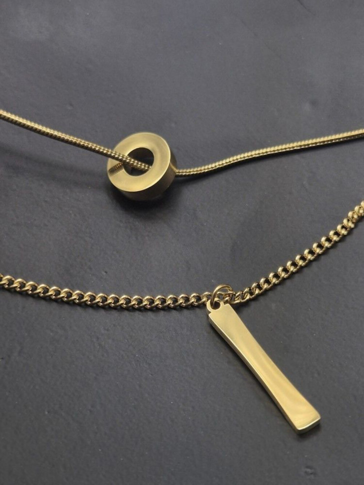 Двойное колье с геометрической планкой и кольцом J10550CJJ