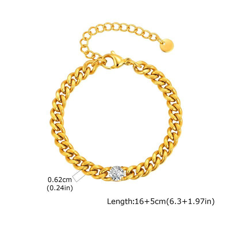 Браслет-цепочка панцирного плетения с центральным камнем CJP43482