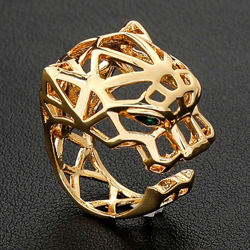 Ажурное широкое кольцо в форме головы гепарда 1J12067CJJ