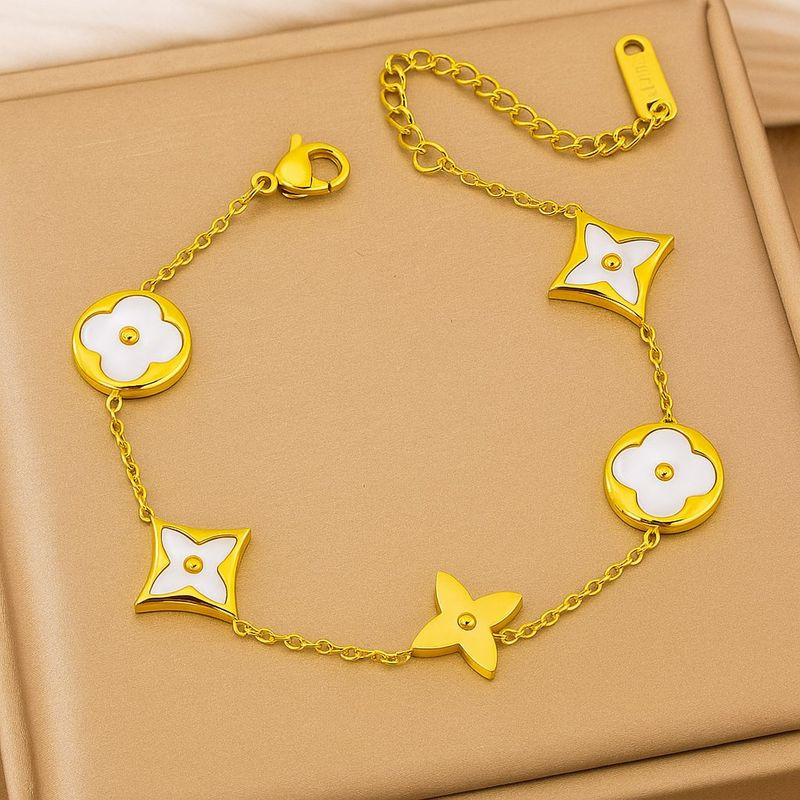 Браслет-цепочка с эмалевыми вставками в форме цветов клевера 1J12157CJJ