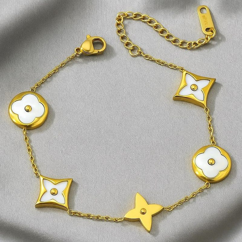 Браслет-цепочка с эмалевыми вставками в форме цветов клевера 1J12157CJJ