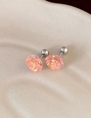 Миниатюрные серьги-пусеты оранжевые розы Z61928