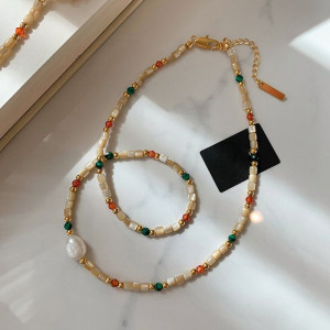 Длинные многоцветные бусы из камня и жемчуга CJG59565 Длинные многоцветные бусы из камня и жемчуга CJG59565